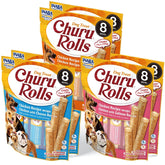 INABA Churu Rolls dog treat pack with three flavors, ideal for training rewards