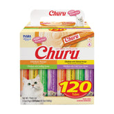INABA Churu chicken tube offers lickable purΓ©e for easy hand-feeding.