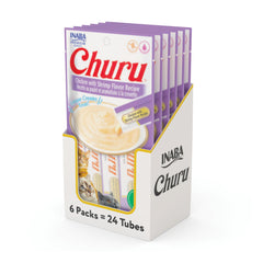 INABA Churu cream-tube close-up showing creamy texture for hand feeding