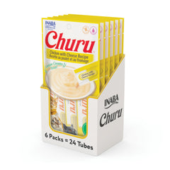 INABA Churu tube pour showing a creamy, hydrating cat treat