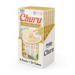 INABA Churu tuna bonito tubes show a creamy hydrating treat for cats
