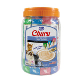INABA Churu tuna lickable tube closeup shows creamy texture for easy hand feeding.