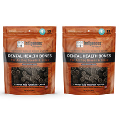 Indigenous Dental Health Bones carrot pumpkin bag front, tasty daily chew for dental care