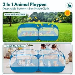 Ineariu spacious 73in enclosure gives room for puppies, kittens, or small birds.