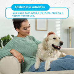 Oxydent cat water bowl close-up showing odorless formula for freshness