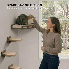 INICIO Cat Wall Shelves feature pre-assembled steps for quick setup.