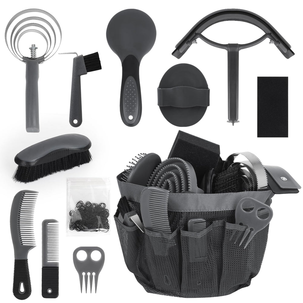 inoreal horse grooming kit 12pcs organized in tote for easy transport