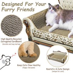 INRLKIT Cardboard Scratcher Sofa with catnip included for playful engagement.