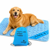 Inspectortail self-cooling dog mat in blue offers soothing comfort without freezing.