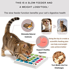 InsRakio cat puzzle feeder sliding panels engaged for reward-based play