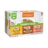 Instinct Flaked EntrΓ©e variety pack cans showcase high-protein nutrition for adult cats.