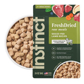 Instinct freeze-dried meals lamb bag, convenient shelf-stable dog food for on the go feeding.