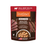 Instinct Healthy Cravings beef pouch with savory gravy enhances meal flavor and moisture.