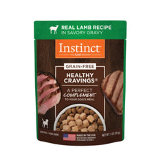 Instinct Healthy Cravings grass-fed lamb pouch shows tender meat for flavorful meals