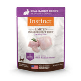 Instinct Limited Ingredient Diet Rabbit Topper in savory gravy enhances flavor and hydration at mealtime.