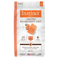 Instinct Limited Ingredient Salmon Kibble showcases simple ingredients for sensitive tummies.