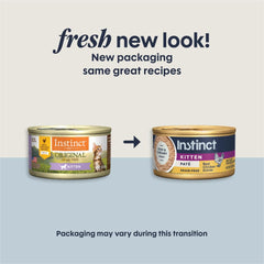 Instinct Original kitten wet food chicken pate close-up highlighting protein-rich recipe.