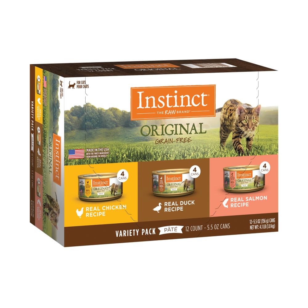 Instinct Original Pate variety pack features chicken, duck, and salmon for protein-rich meals