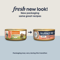 Instinct Original salmon pâté texture close-up emphasizes a smooth cat-friendly serving.