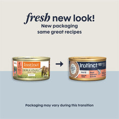 Instinct Pate Entrees grain-free wet cat food closeup emphasizes smooth pate texture.