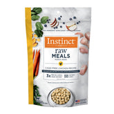 Instinct Raw Meals freeze-dried chicken cat food bag shows resealable packaging for easy feeding