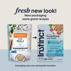 Instinct Raw Meals freeze-dried pollock pieces ready to serve for cats.