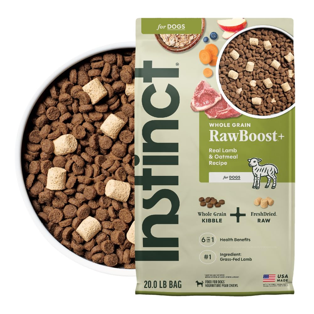Instinct RawBoost lamb-oatmeal bag, high-protein formula for active dogs