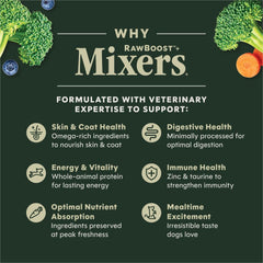 Instinct RawBoost Mixers bag closeup highlights freeze-dried chunks preserving nutrients and flavor.