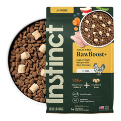 Instinct RawBoost real chicken first ingredient for strong muscles.