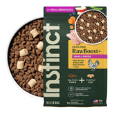 Instinct RawBoost small-breed bag front shows premium grain-free formula for tiny dogs.