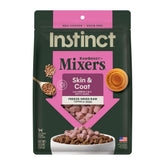 Instinct RawBoost topper with chicken and cod in a bowl enhances flavor and coat health.