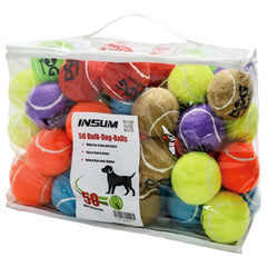 INSUM tennis balls for dogs bulk pack in vibrant colors for easy visibility during fetch.