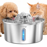 Invengo stainless steel cat fountain with 3.2L capacity for busy homes.