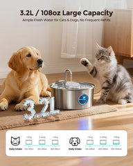 Invengo cat water fountain water level window aids monitoring, ensuring fresh water availability.