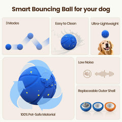Invengo Interactive Dog Ball rolling action in blue keeps dogs chasing and minds active.