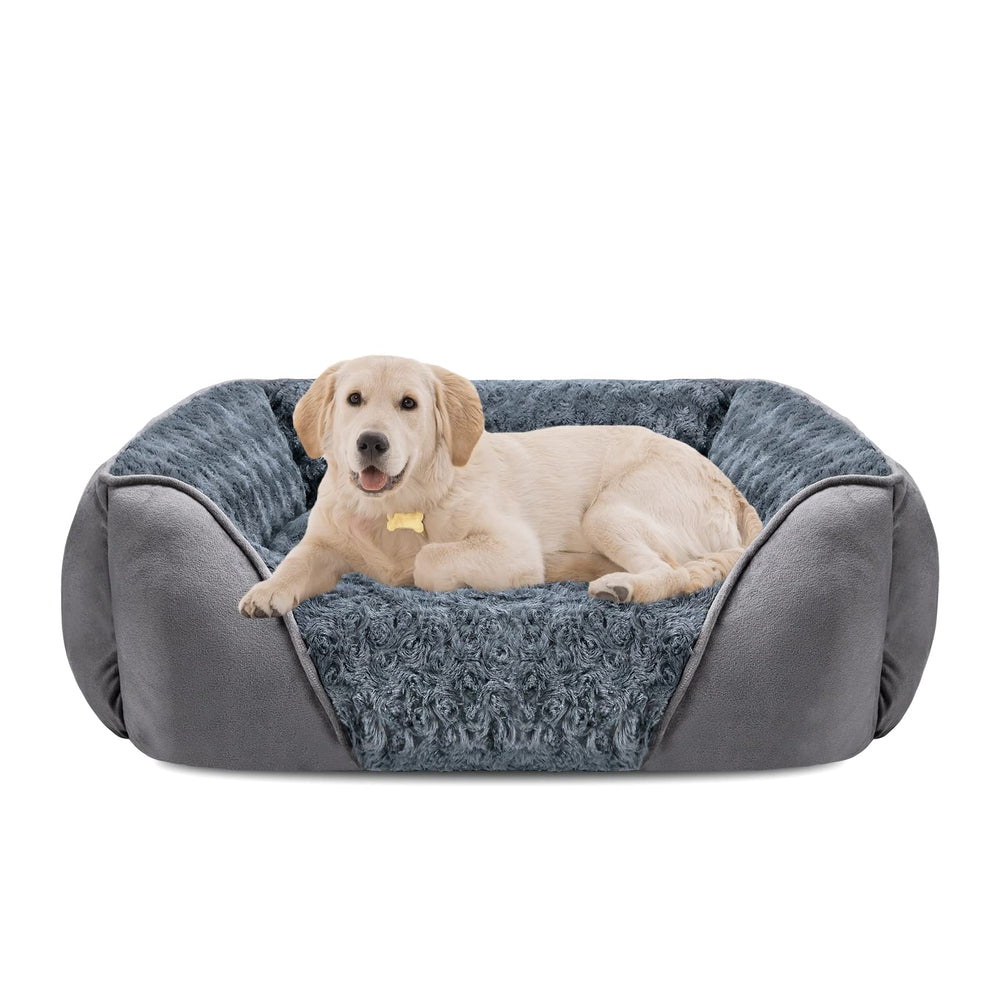 INVENHO large dog bed with rectangular profile provides secure head and neck support