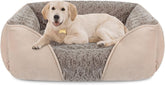 INVENHO large rectangle dog bed with edge support for neck comfort.