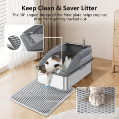 INVENHO steel litter box with lid designed to be leakproof for a cleaner space.