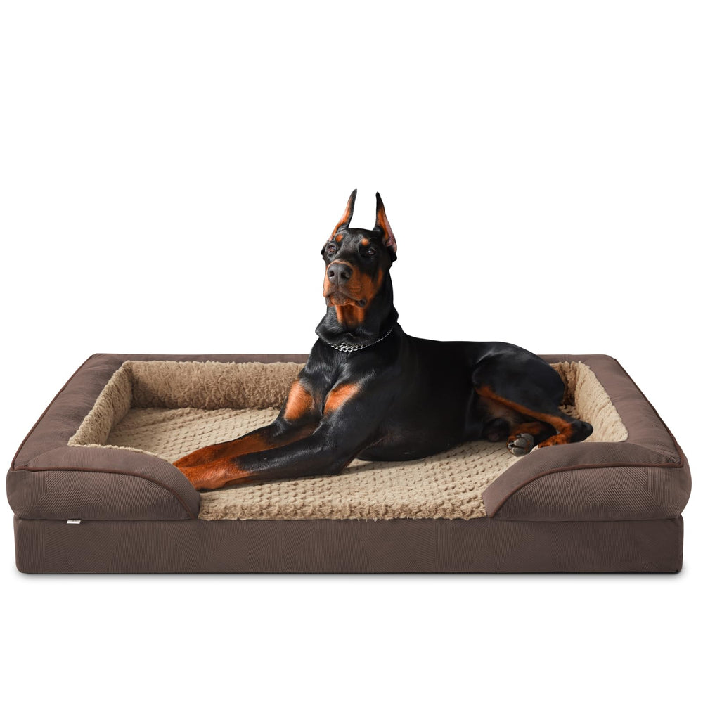INVENHO XXL egg-crate foam dog bed provides joint-supporting comfort.
