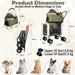 IOBoneed stroller side view showing foldable frame and compact storage