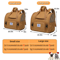 ioview brown pet backpack expanded interior for extra space