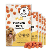 iPaw 5-pack chicken tots packaging show convenient training treats for sessions