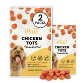 iPaw Chicken Tots bag and ingredients highlight premium protein for training rewards.