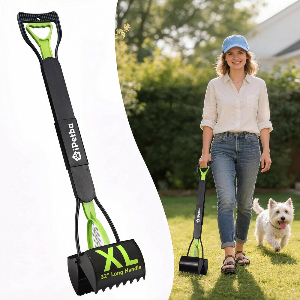 IPetba 32-inch long-handle pooper scoop for standing yard cleanup with comfort