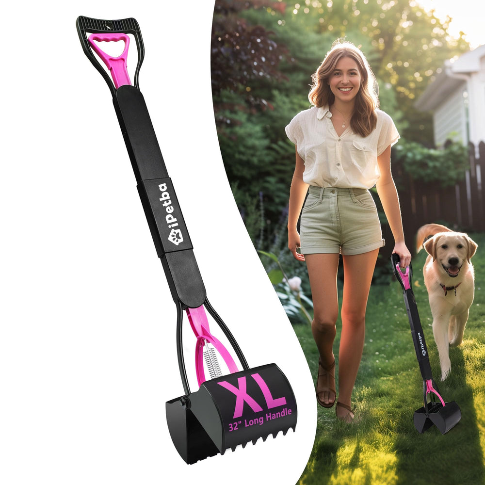 iPetba 32-inch pooper scooper with long handle for easy yard cleanup without bending.