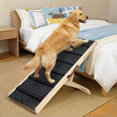 iPetba dog ramp on bed for easy access and joint-friendly climbs.