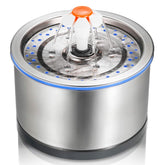 iPettie cat fountain in stainless steel with 84oz capacity for hydrated pets.