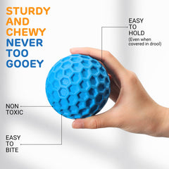 iPettie honeycomb ball with treat holes for stuffing snacks.