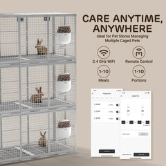 iPettie feeder app control enables remote feeding management.