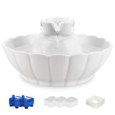 iPettie Tritone ceramic cat water fountain front view, clean, filtered water for pets.